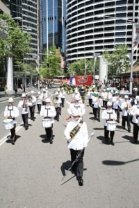 Army Band leading 1200 strong Centenary March down George Street
